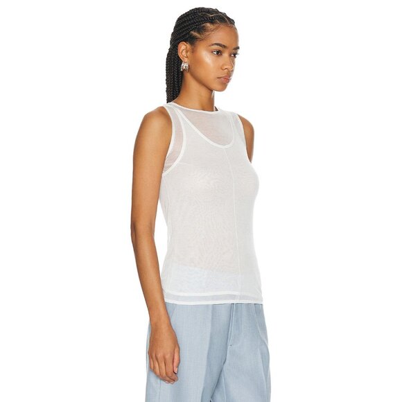 St. Agni Semi Sheer Double Layer Tank Top in White - Picture 2 of 4
